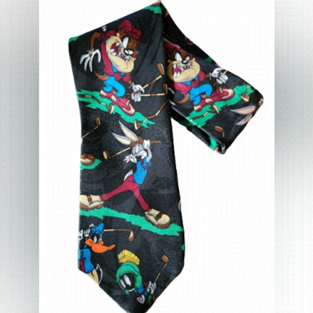Vintage 1994 Looney toons characters mania golf ties  black green